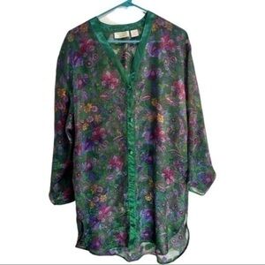 Victoria’s Secret gold label vintage sheer green floral nighty